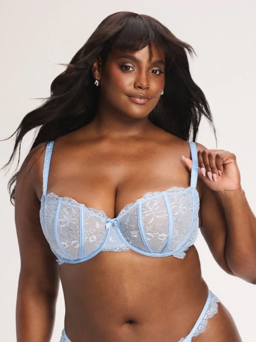 Savage X Fenty Light Blue Lace Balconette Bra